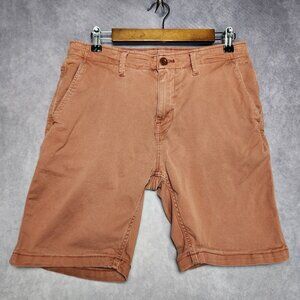 Lucky Brand Shorts Mens 31 Flat Front Chino Tencel Casual Salmon Orange Pink‎